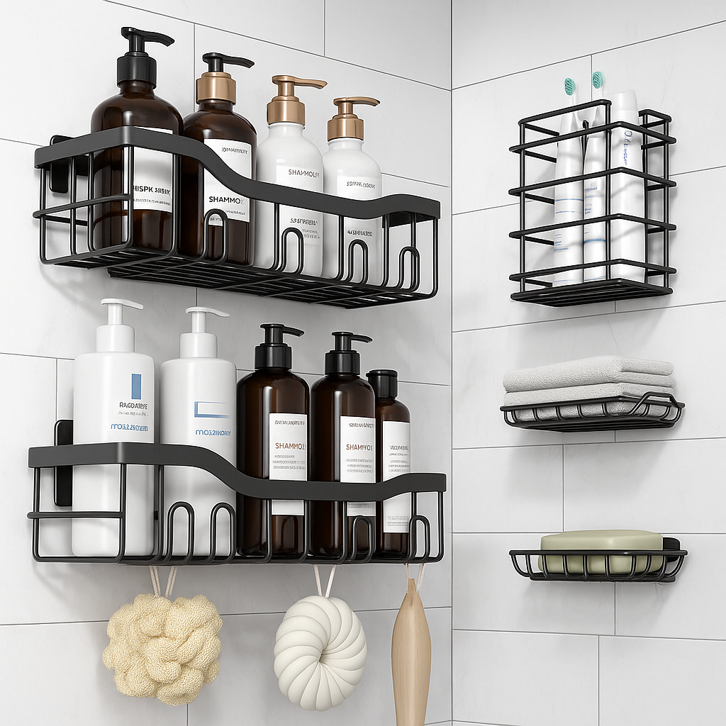 Organizador de Baño Nivela®|Juego 5 Piezas en Acero Inoxidable